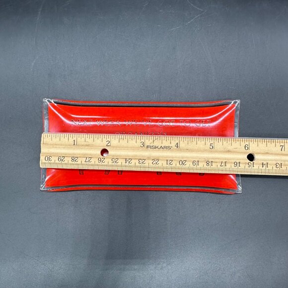 Vintage Trinket Dish Tray 1970s Red Glass Procrastinator Organized Kitschy Humor - Picture 8 of 9